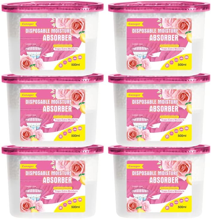CANAGER Moisture Absorber Box, Lemon Rose-6 packs, Dehumidifier for Closet, Bedroom and Kitchen, Odor Eliminator,Moisture Absorber 12.5 oz. - Image 1
